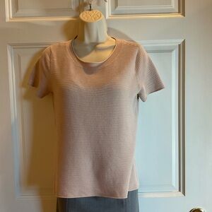 Ann Taylor women’s size small short sleeve rolled neck blush pink sweater